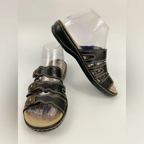 Clarks Ultimate Comfort Collection Sandals, Women's US Size 6M, Black Leather - Picture 1 of 11
